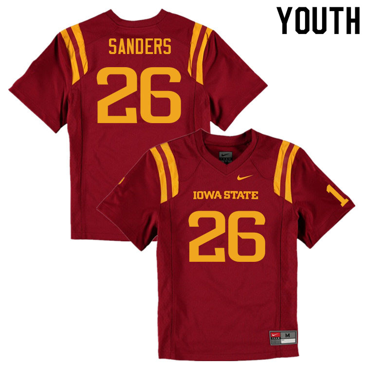 Iowa State Cyclones Youth #26 Eli Sanders Nike NCAA Authentic Cardinal College Stitched Football Jersey IT42E77QB